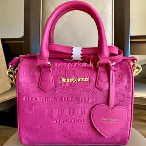 Juicy Couture Debossed Raspberry Speedy Satchel Crossbody Bag